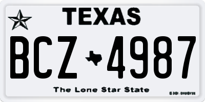 TX license plate BCZ4987