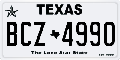 TX license plate BCZ4990