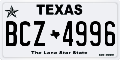TX license plate BCZ4996