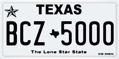 TX license plate BCZ5000