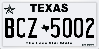 TX license plate BCZ5002