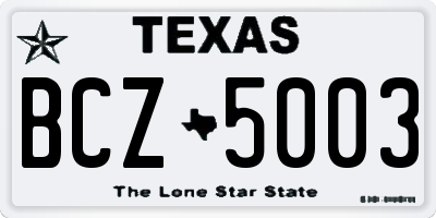 TX license plate BCZ5003
