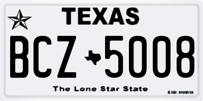TX license plate BCZ5008