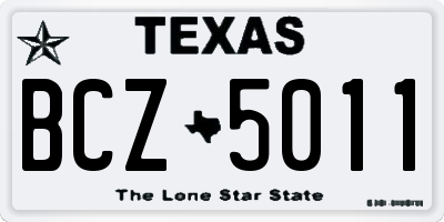 TX license plate BCZ5011