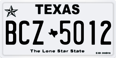 TX license plate BCZ5012