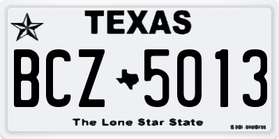 TX license plate BCZ5013
