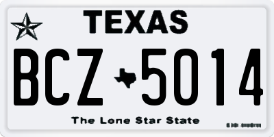 TX license plate BCZ5014