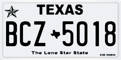TX license plate BCZ5018