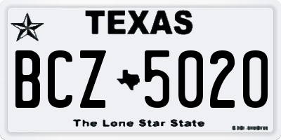TX license plate BCZ5020