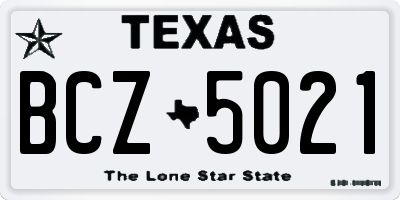 TX license plate BCZ5021