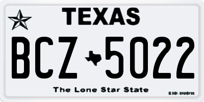 TX license plate BCZ5022