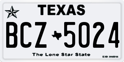 TX license plate BCZ5024