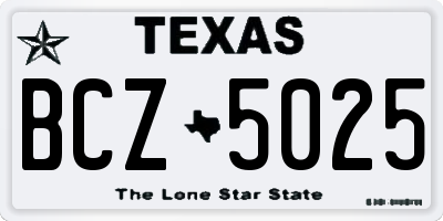 TX license plate BCZ5025