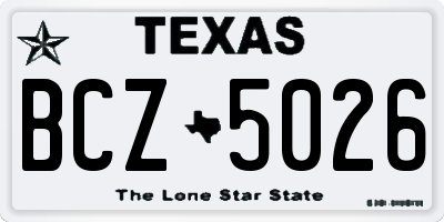 TX license plate BCZ5026