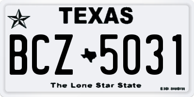 TX license plate BCZ5031