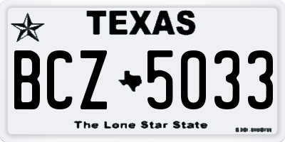 TX license plate BCZ5033
