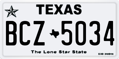 TX license plate BCZ5034
