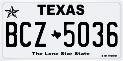 TX license plate BCZ5036