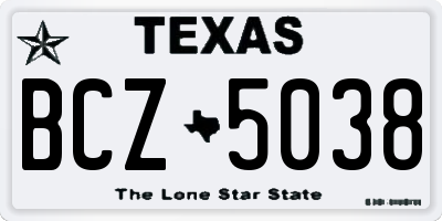 TX license plate BCZ5038