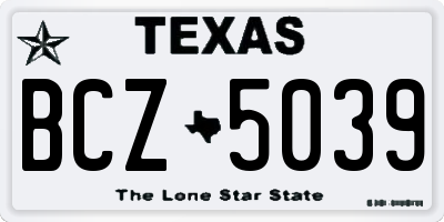 TX license plate BCZ5039