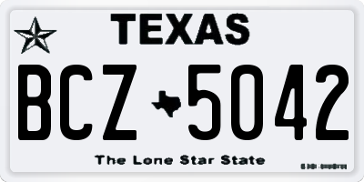 TX license plate BCZ5042