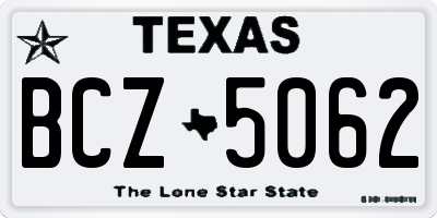 TX license plate BCZ5062