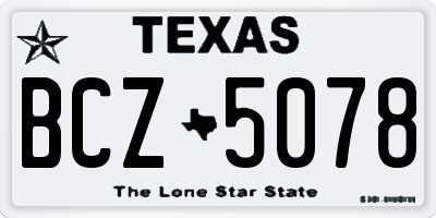 TX license plate BCZ5078