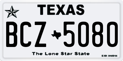 TX license plate BCZ5080