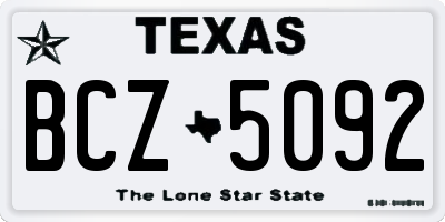 TX license plate BCZ5092