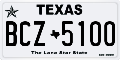 TX license plate BCZ5100