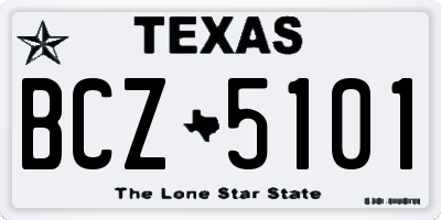 TX license plate BCZ5101