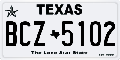TX license plate BCZ5102