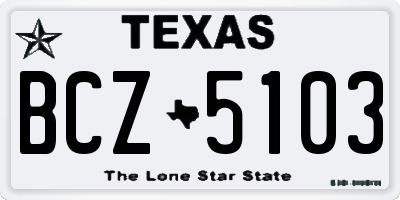 TX license plate BCZ5103