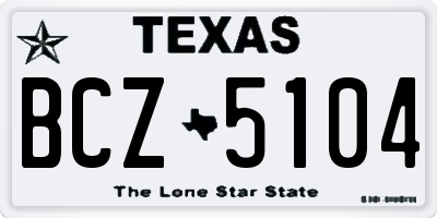 TX license plate BCZ5104