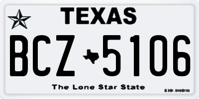 TX license plate BCZ5106
