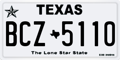 TX license plate BCZ5110