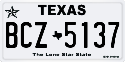 TX license plate BCZ5137