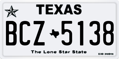 TX license plate BCZ5138