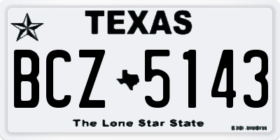 TX license plate BCZ5143