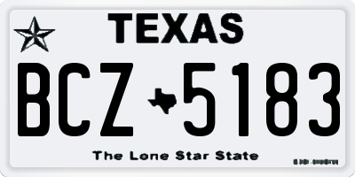 TX license plate BCZ5183