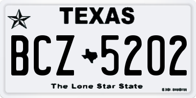 TX license plate BCZ5202