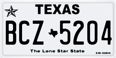 TX license plate BCZ5204