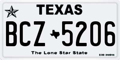 TX license plate BCZ5206