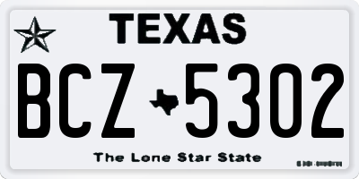 TX license plate BCZ5302