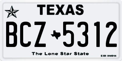 TX license plate BCZ5312