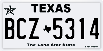 TX license plate BCZ5314