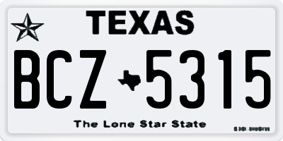 TX license plate BCZ5315