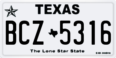 TX license plate BCZ5316