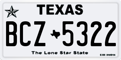 TX license plate BCZ5322