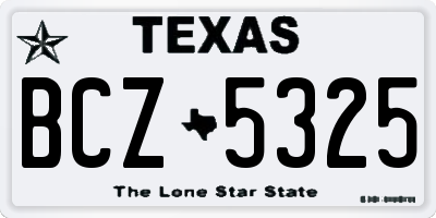 TX license plate BCZ5325